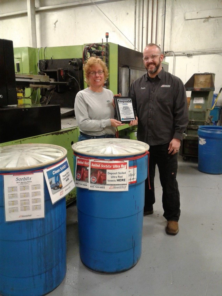 VikingPlastics's tweet photo. @ITUAbsorbTech recently presented our Viking Plastics Environmental team with a plaque to recognize their efforts in waste reduction! In the past 3 years we have eliminated a total of 8,653 lbs! #WasteReduction #LeanManufacturing #Plastics #Manufacturing #InjectionMolding #2SLean https://t.co/9pOE9ecH1q
