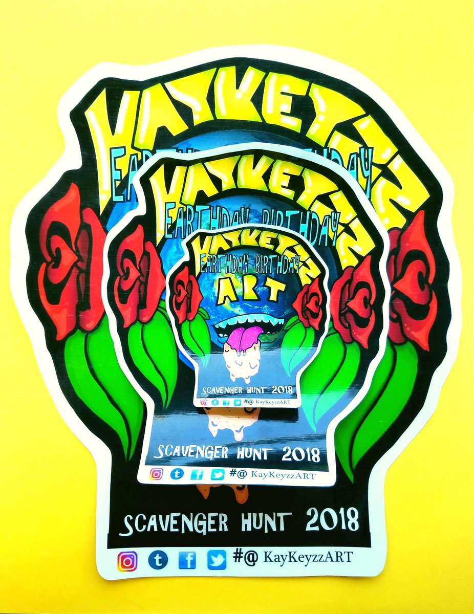 Kaykeyzzart's tweet photo. Here it is ladies and gentlemen!!! The #EDBD25 #Kaykeyzzart #Scavengerhunt sticker! Spread the word!!! Going to be leaving these guys all over the place at the #CentralFloridaFairGrounds this Saturday! #Follow me here to get all the clues!! Make sure to tell your friends! https://t.co/I1dYmefYPj