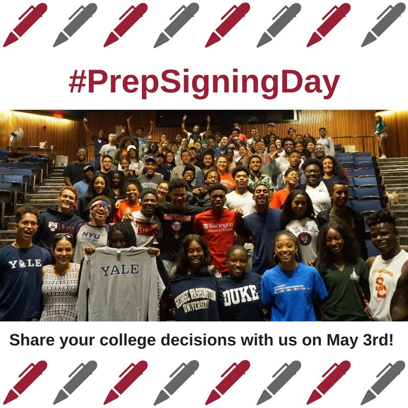 Prep_for_Prep's tweet photo. Congrats to all Prep & PREP 9 seniors! Remember to RSVP for #PrepSigningDay on Thursday, May 3rd. Can't join us in NYC? Post your college gear photos with #PrepSigningDay and we'll repost. #prepforlife #CollegeSigningDay https://t.co/boVw5t5Htd