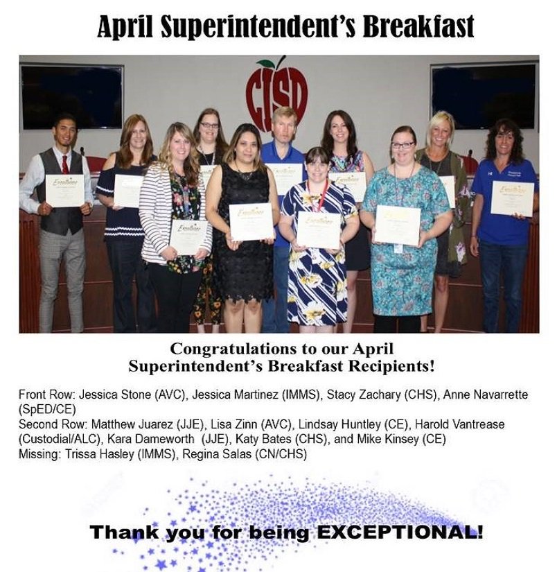 CastleberryISD's tweet photo. Congratulations to all of the outstanding CISD employees who were nominated to attend the Superintendent's Breakfast today! #castleberryisd #avcato #ceroars #joyjames #imms_lions #chs_lions #reachcisd #truce_cisd https://t.co/uOuJTvG0Zz