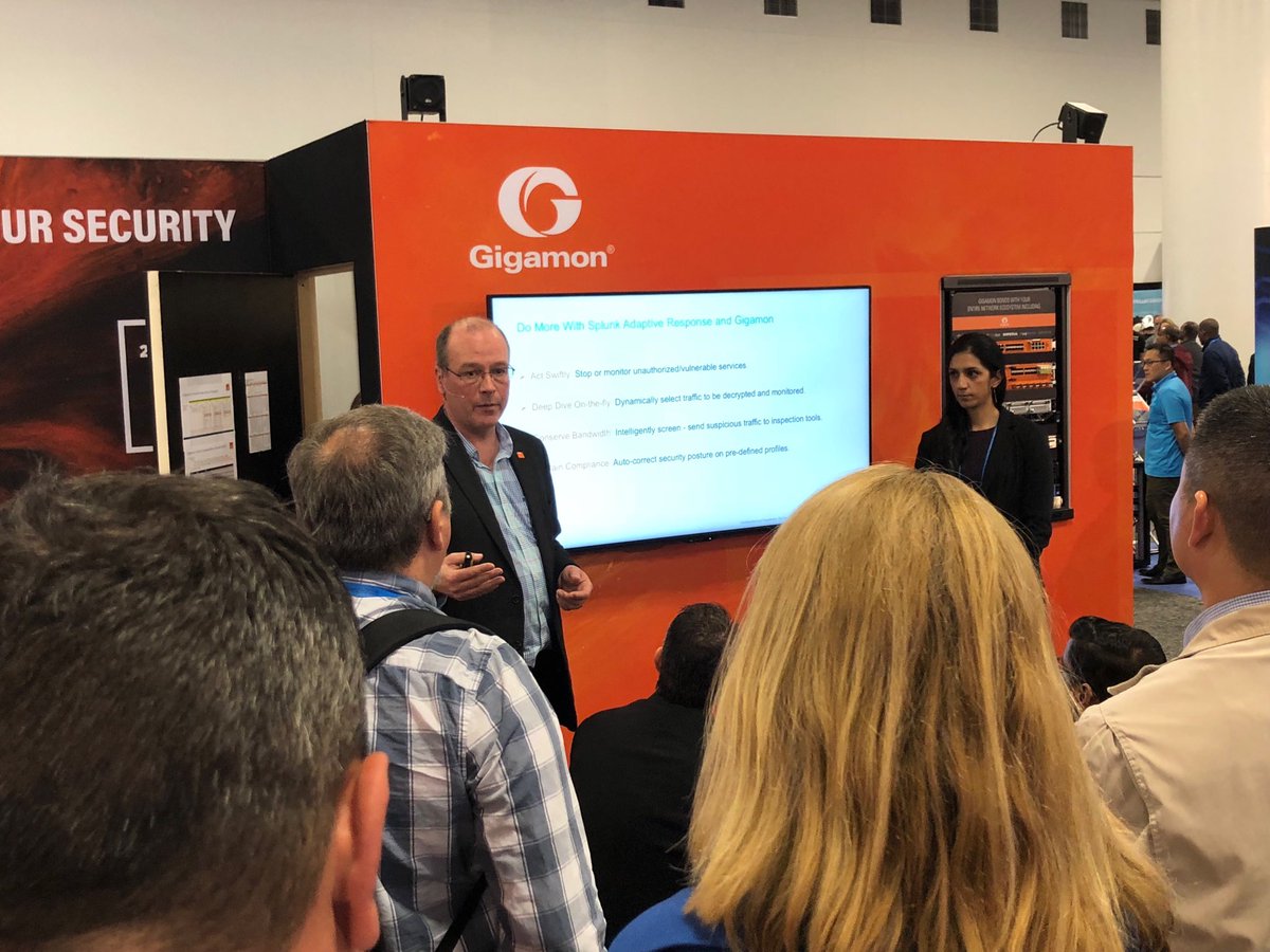 tara0525's tweet photo. What? You can block traffic in @gigamon from #Splunk Enterprise Security using #adaptiveresponse. Get a demo at booth N4321 or N3409 at #RSAC2018 https://t.co/e9mBddWLWr