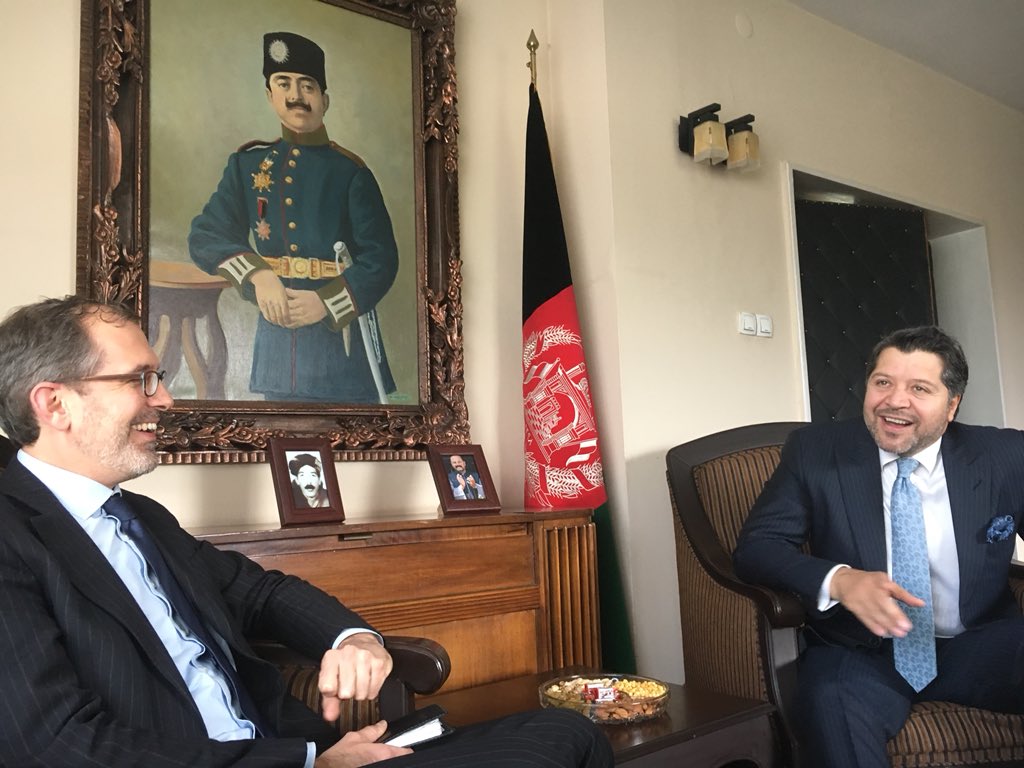 GermanyinAFG's tweet photo. Productive meeting with H.E. Acting and Deputy Foreign Minister @HekmatKarzai and Chargé d’Affaires @AndreasvBrandt about keeping the positive #KabulProcess momentum, connectivity across South and Central Asia and vibrant GER-AFG ties. @GermanyinAFG https://t.co/lwRIsrB5qw