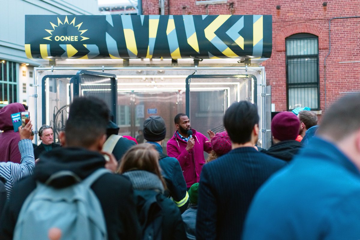 ooneepod's tweet photo. We were thrilled to launch the first pod @BklynNavyYard yesterday evening. Thank you to everyone who braved the cold to be there with us for a special #ooneemoment. https://t.co/ndkKSq6voA