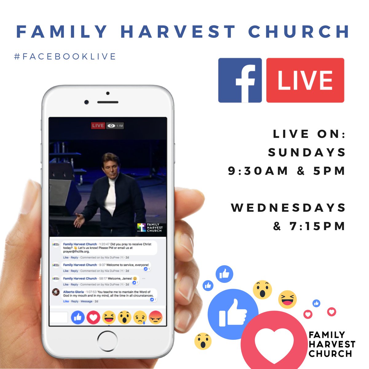 MyeChurch's tweet photo. Come and watch #FHC's Services on #Facebook LIVE on Wednesdays at 7:15 PM and Sundays at 9:30AM & 5PM.
Come by and say Hi! We have many folks from out of state and globally!!! πππΌ
#FacebookLive #Mobile #FHChurch #Chicagoland #Illinois https://t.co/DRNoMZDXxf