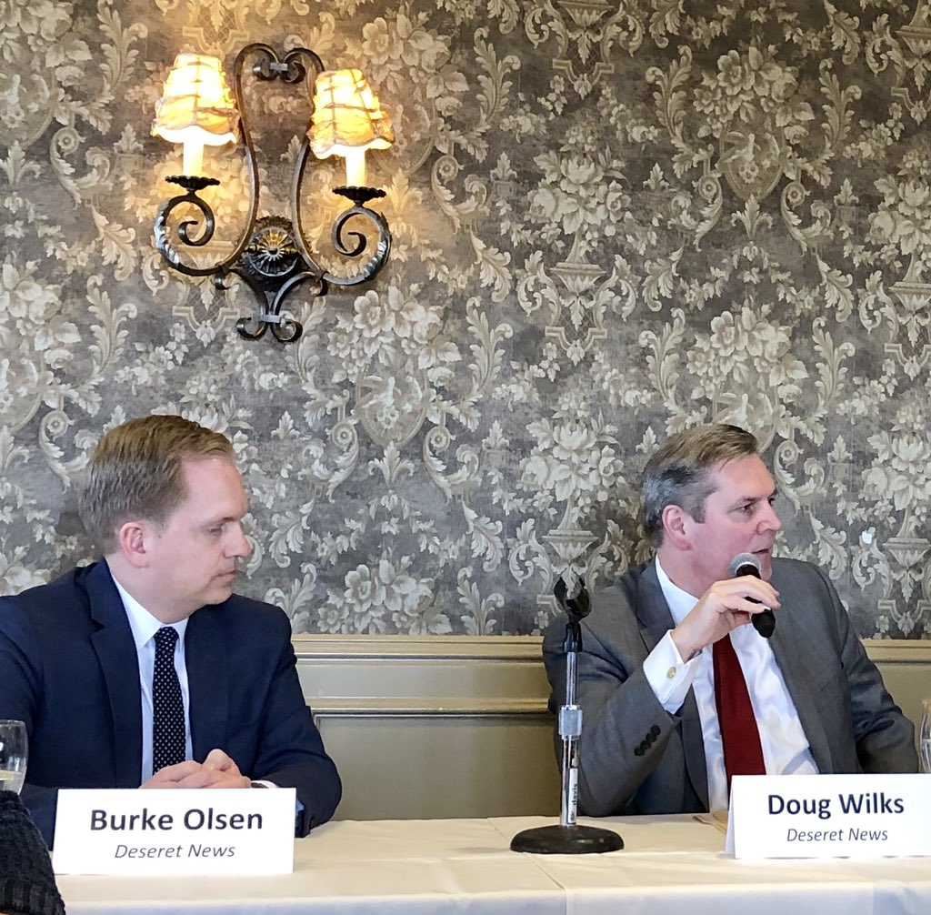 sheena5427's tweet photo. Having two strong papers in Salt Lake City is a service to Utah readers to have trusted sources for news, especially during a time when Washington and the president are actively attacking the free press on a daily basis say @DeseretNews panelists. #goprsa @PRSAltLake https://t.co/lUnqhtCGnF