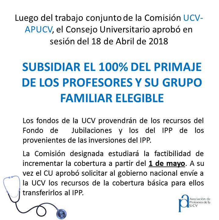APUCV's tweet photo. Un gran logro para los profesores de la #UCV. En un #APUCVinforma extraordinario se dará más detalle #SAMHOI #IPP https://t.co/exxQa1q2ci