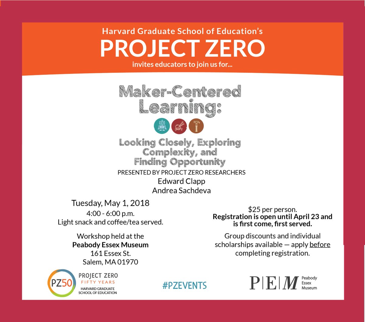 AgencybyDesign's tweet photo. Looking forward to an exciting @agencybydesign workshop at @peabodyessex on May 1 #PZEvents #MakerEd @ProjectZeroHGSE To register or learn more: https://t.co/cAlwB2TUbG https://t.co/kXGZO3xDh4