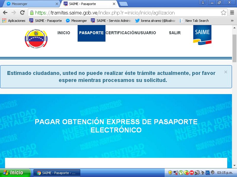 loalvarez_'s tweet photo. @AyudaSaime #pasaporteexpress por favor ayúdenme las huellas fueron aprobadas el 4 de marzo y aun no puedo pagar el express https://t.co/tUk6venHj2
