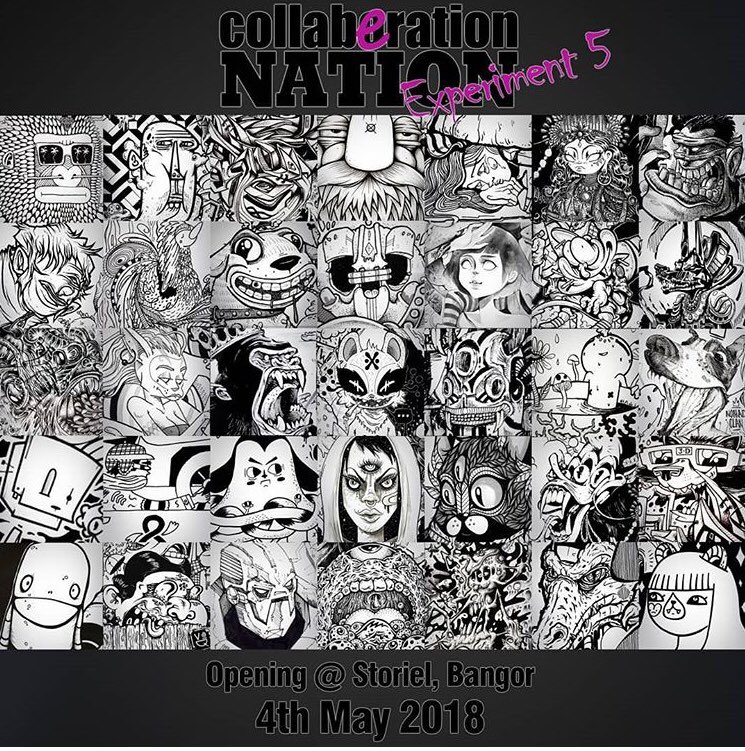 remouse1991's tweet photo. The incredible Collobnation returns with yet another exhibition showing casing all the finished pieces from experiment 5.
The exhibit is being held at Storiel in Bangor, North Wales and kicks off on the 4th May at 6pm!
Hope to see you all there.
Follow @Collab_Nation for details. https://t.co/azvsqPCtki