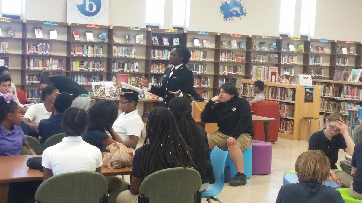 NavyAthletics's tweet photo. #NavyTrack standout Amanda Agana spoke to 70 seventh graders at Annapolis Middle School today. She gave a terrific speech about perseverance and overcoming adversity. https://t.co/h4uAiLtCrP