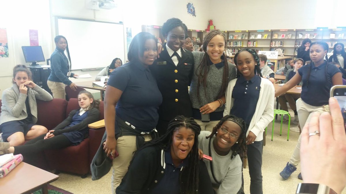 NavyAthletics's tweet photo. #NavyTrack standout Amanda Agana spoke to 70 seventh graders at Annapolis Middle School today. She gave a terrific speech about perseverance and overcoming adversity. https://t.co/h4uAiLtCrP