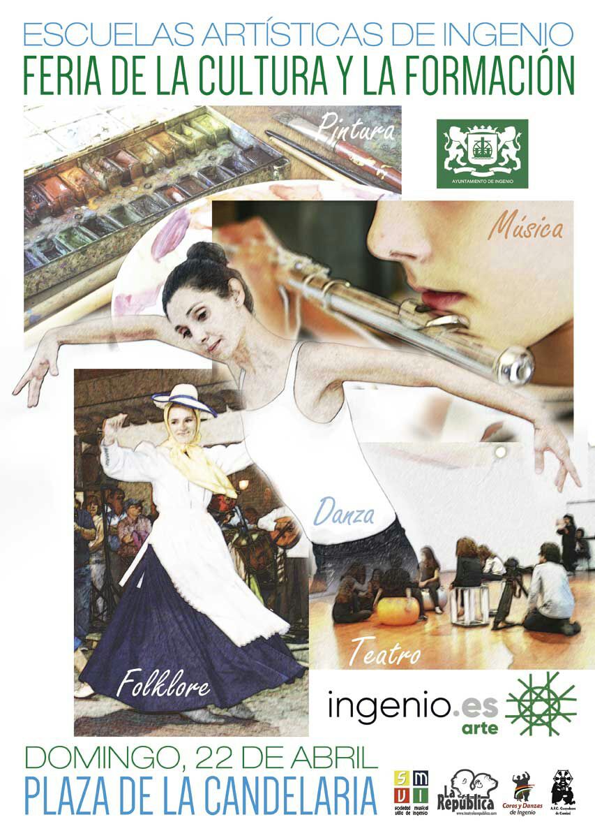 HectorGuerraM's tweet image. No dudes en acercarte este domingo a la Plaza de La Candelaria de la @VilladeIngenio, donde se desarrollará la I Feria de la Cultura y la Formación. Un magnífico escaparate para las diferentes escuelas artísticas de nuestro municipio #IngenioEsArte #música #pintura #danza #teatro