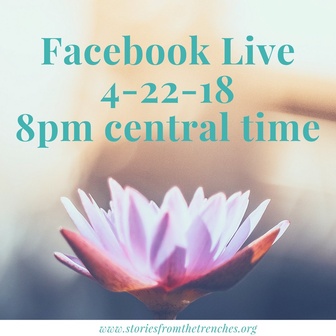 StoriesTrenches's tweet photo. Next Facebook Live this Sunday at 8pm central time! Join me as I chat about this month's series, upcoming themes and where SFTT is headed this summer. https://t.co/QuF6ICGmmw