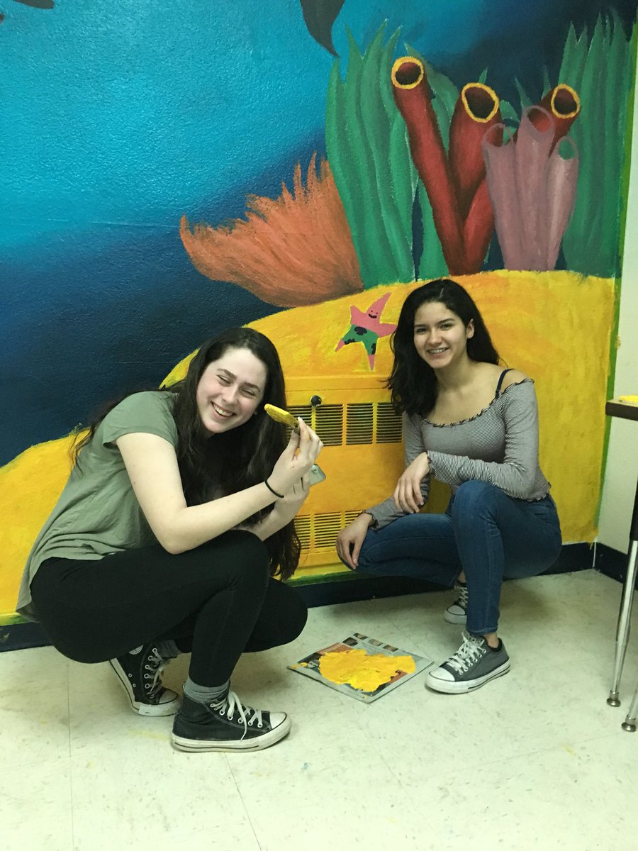 Slow process; looking good. Well done, Sarah &amp; Glenda! #muralforsensoryroom