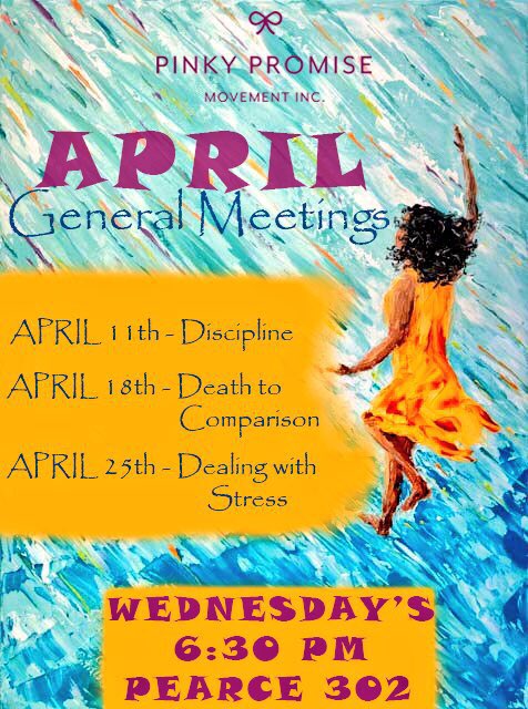 PINKYPROMISEMTP's tweet photo. Join us tonight for our last study of the semester! Pearce 302 at 6:30! #DeathToComparison https://t.co/VB640RxwVR