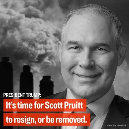 Earthjustice's tweet photo. .@EPAScottPruitt's number-one priority has been to dismantle our nation’s bedrock environmental and public health protections. He is unfit to lead the @EPA and he needs to go. #BootPruitt >>> https://t.co/zFscMMbC33 https://t.co/0jCTntKZMr