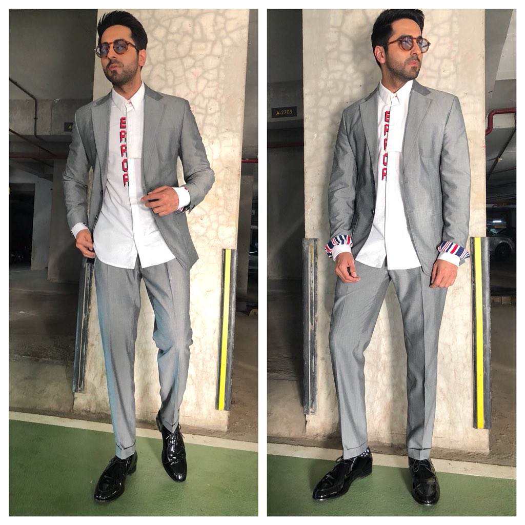 yrftalent's tweet photo. Slick as steel. Grey. @ayushmannk for an event this evening keepinโ it sharp & not so subtle ;) #CatchThePhrase #Style #Love #Celebrity https://t.co/PVQZxCqi6l