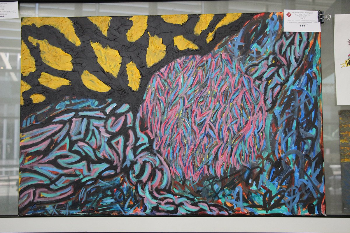 We need your VOTE! Please SHARE this post! Roosevelt student Jacinto Baltazar Rodriguez's art work has been selected for the SAT Airport’s inaugural Fiesta Student Art Contest. The judging is based off the amount of posts the art piece receives with the hashtag #mySATfiesta