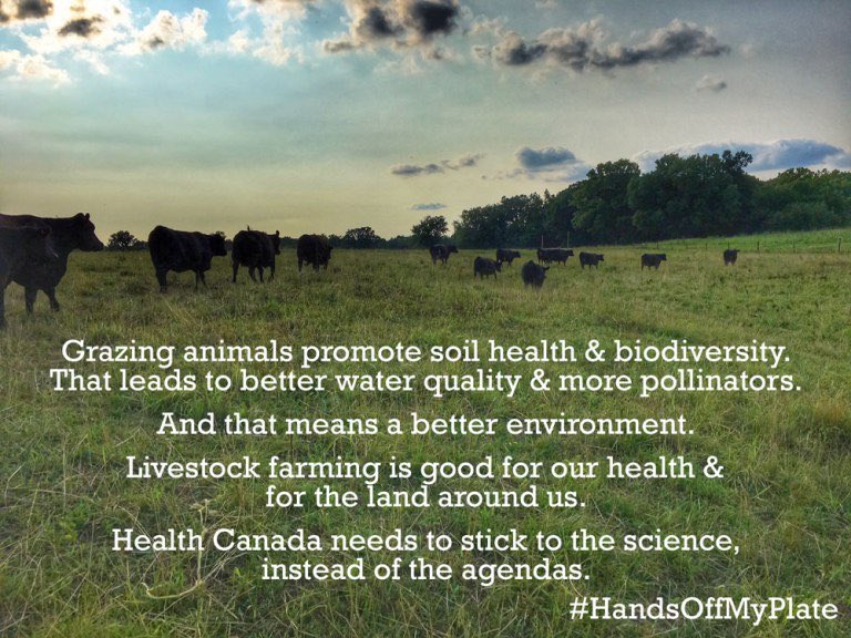 Livestock are the cornerstone of many sustainable farm operations. Don’t let hidden agendas drive the food conversation. <a href="/HealthCanadaca/">Health Canada</a> #handsoffmyplate