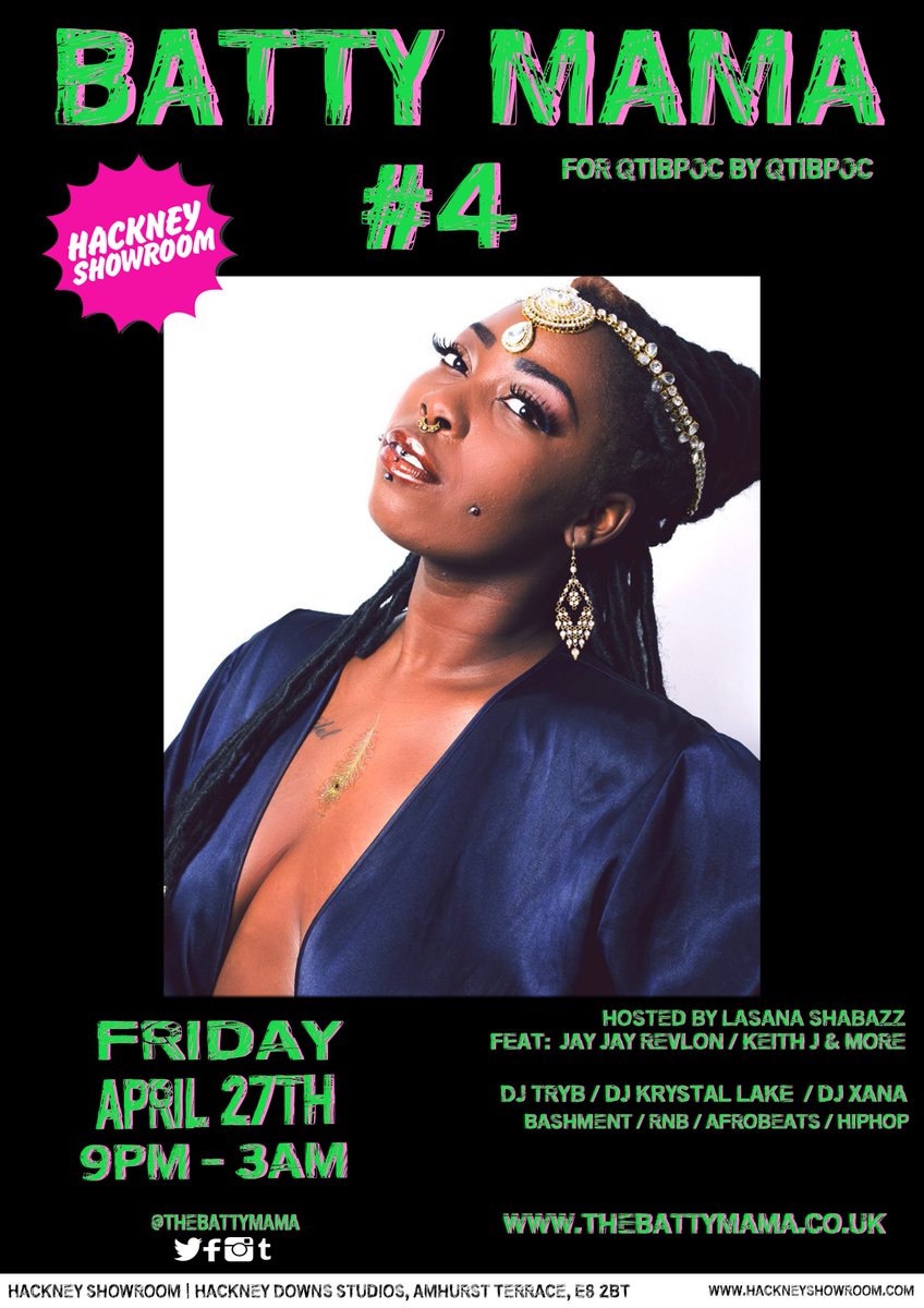 thebattymama's tweet photo. For our #AltBlackQueerProm #SpringIsSprung we are honoured to have the pure inspiration that is @SadieSinner, w/ their signature soulful vocals and dazzling one of a kind #Burlesque performance.
Friday April 27th 9pm - 3am @hackneyshowroom! - Tix: https://t.co/3x7Y25YaqV https://t.co/yUJkliNjyn