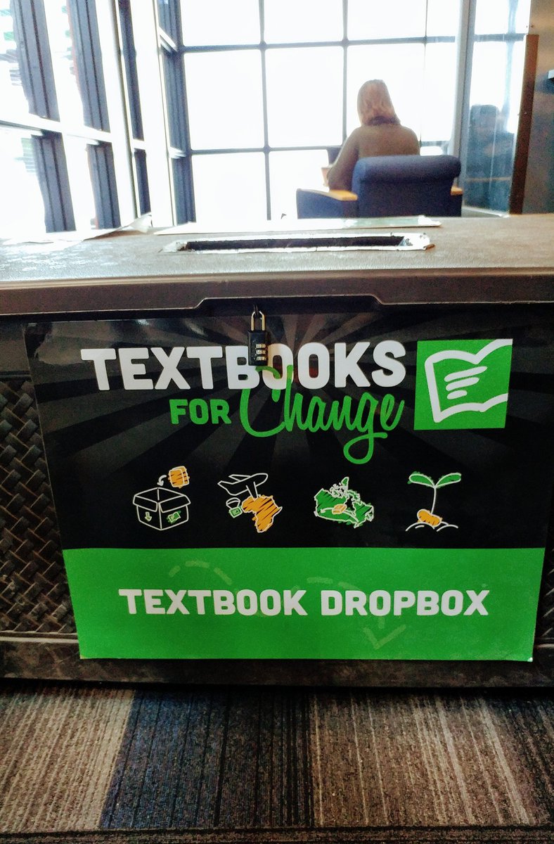 Not sure what to do with old textbooks now that the term has ended? If you're not going to use or sell them, consider donating to libraries in Africa through <a href="/Textbooks4C/">Textbooks for Change</a>. Don't know how? Just use this dropbox at the entrance to the DC Library! It's that easy!  #SocialImpact