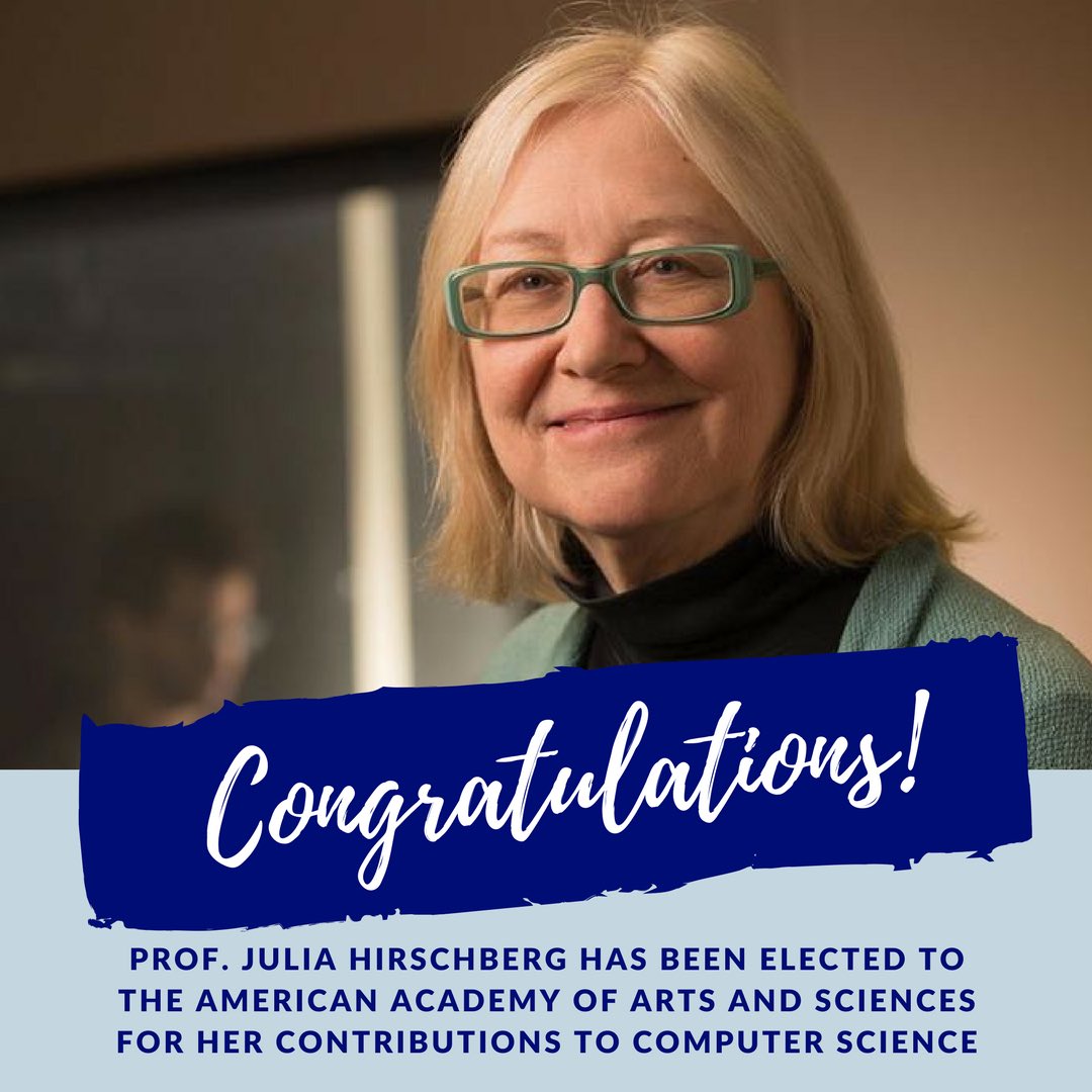 CUSEASGrad's tweet image. Congratulations to Prof. Julia Hirschberg, Professor of Computer Science and Chair of the Computer Science Department, for being elected to the American Academy of Arts and Sciences for her contributions to computer science! @ColumbiaCompSci #columbiaengineering @CUSEAS
