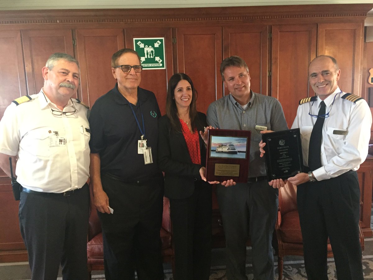 PortMiami's tweet image. Today @VictoryCruise Port Deputy Director Hydi Webb joins port partners #VictoryI plaque exchange