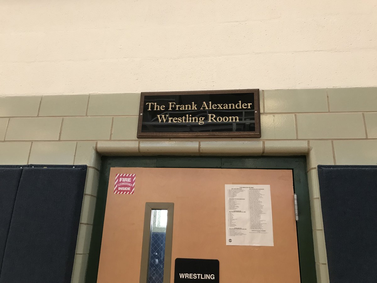 TSBJournalism2's tweet photo. The dedication plaque for The Frank Alexander Wrestling Room was hung a few weeks ago #TSBNews https://t.co/8eH8lL9Ugf
