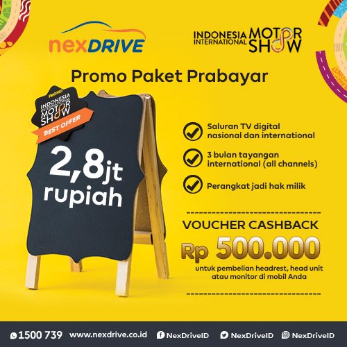 NexDriveID's tweet photo. Hari ini Indonesia International Motor Show 2018 dibuka, Jangan lewatkan penawaran spesial dari NexDrive selama #IIMS2018 berlangsung! Kunjungi booth kami di Hall B2 P43 JIExpo Kemayoran #NexDriveID #PakeNexDriveTV https://t.co/IIMoSCBbMi