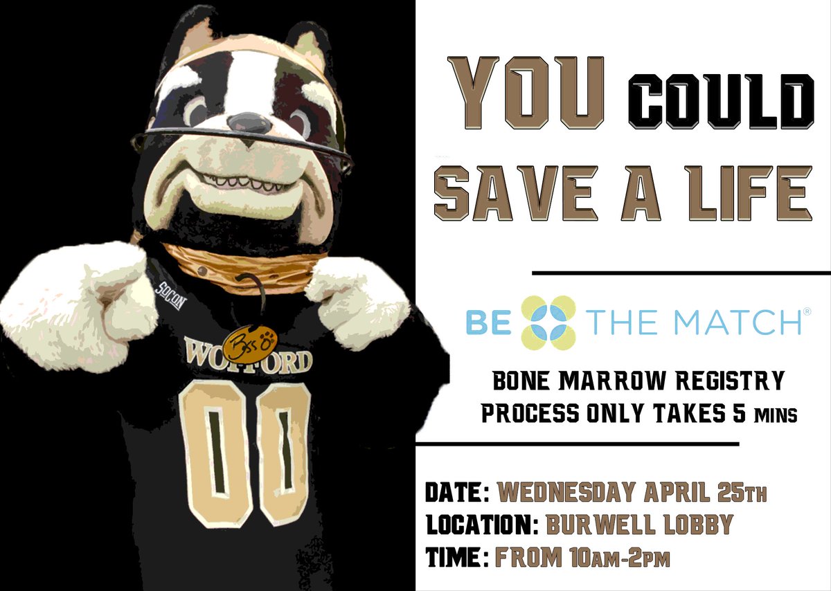 SCbethematch's tweet photo. @WoffordTerriers come out next Wednesday to support your Terrier football team save some lives. You have the power to save them all. https://t.co/QtU5wHT5us