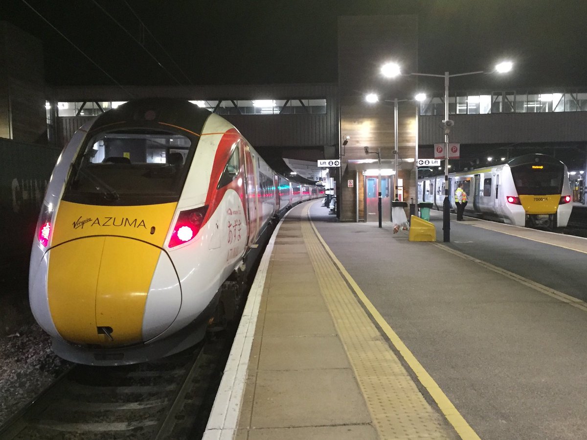 DavidHorne's tweet photo. An out of hours visit to Peterborough just now for #VirginAzuma platform validation https://t.co/BnWqwejBpp