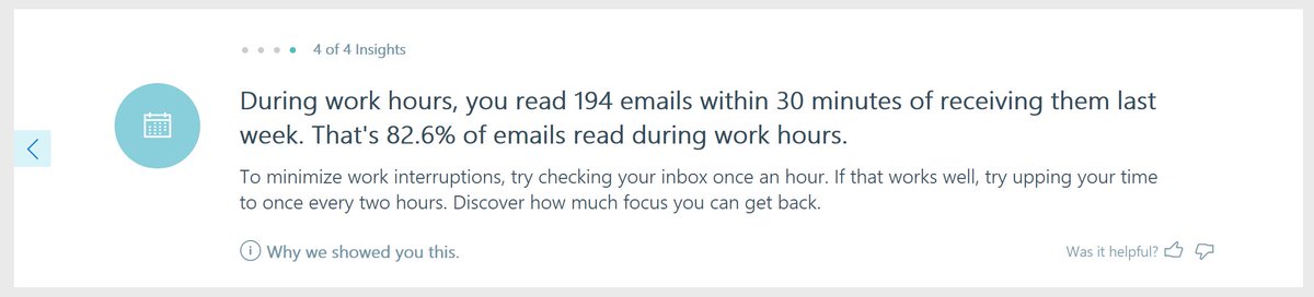 corywilliams59's tweet photo. MyAnalytics is telling me to stop reading my emails so frequently because it will give me back some more focus time. Ill give it a shot. #focustime #workanalytics #officegraphissmart https://t.co/jYMu3OGnjj