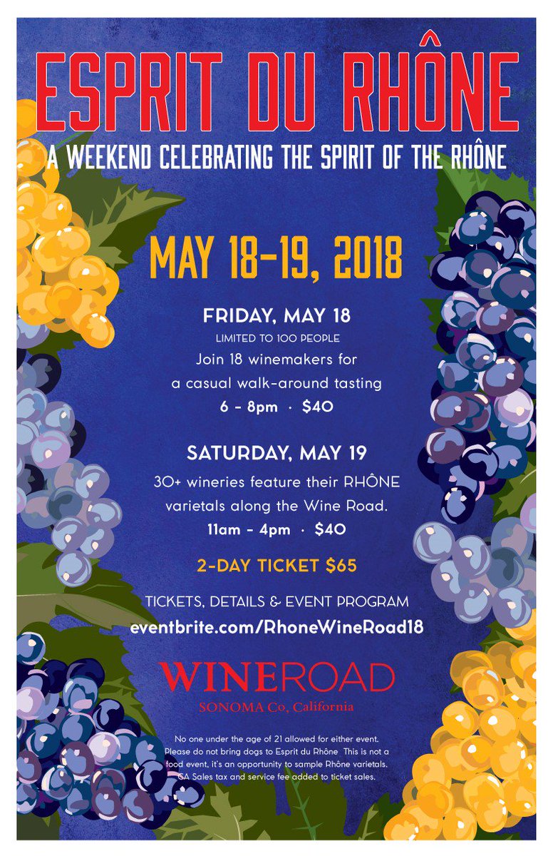Just a month away and we'll be at Friday Night's Espirit Du Rhone hosted by <a href="/TheWineRoad/">Wine Road</a> #wineevents #whiteoakwinery #sonomacounty