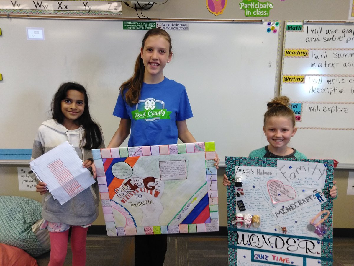 MsGuthries5th's tweet photo. After our test yesterday students shared their book club creations. They. We're.  AWESOME! I love their creativity. @PVEPioneers https://t.co/8zS90IuSOo