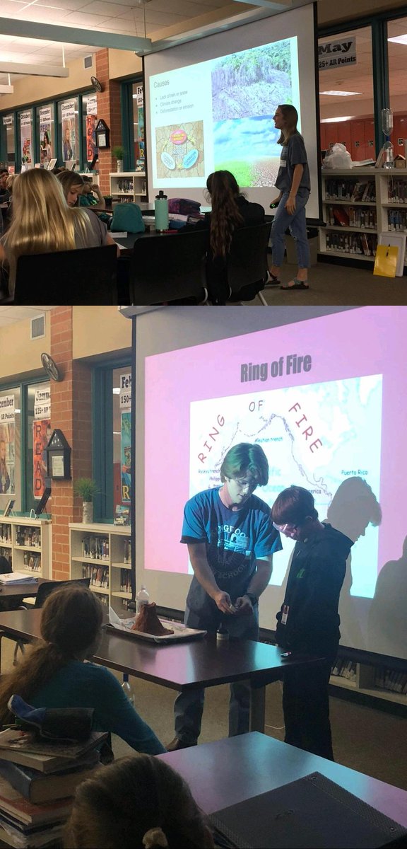 FredMcGrewTX's tweet photo. Today, four members of KHS Science National Honor Society presented a lesson about catastrophic events to Riverwood Middle students. This group planned, coordinated, demonstrated and delivered everything on their own. S/O to Sam, Molly, Alexandra, and Will. Great job! https://t.co/oZMWnI7ONl
