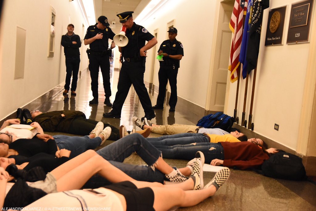 aletweetsnews's tweet image. 4 high school students just arrested after a brief sit-in for gun control outside @SpeakerRyan’s DC office.