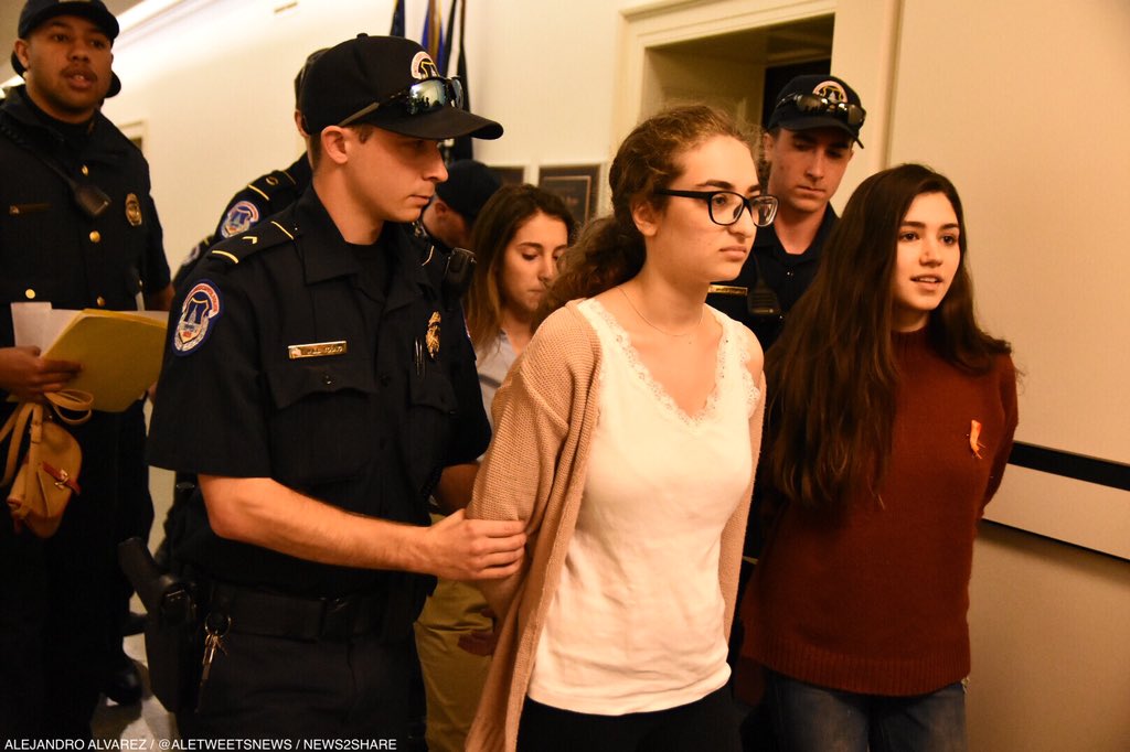 aletweetsnews's tweet image. 4 high school students just arrested after a brief sit-in for gun control outside @SpeakerRyan’s DC office.