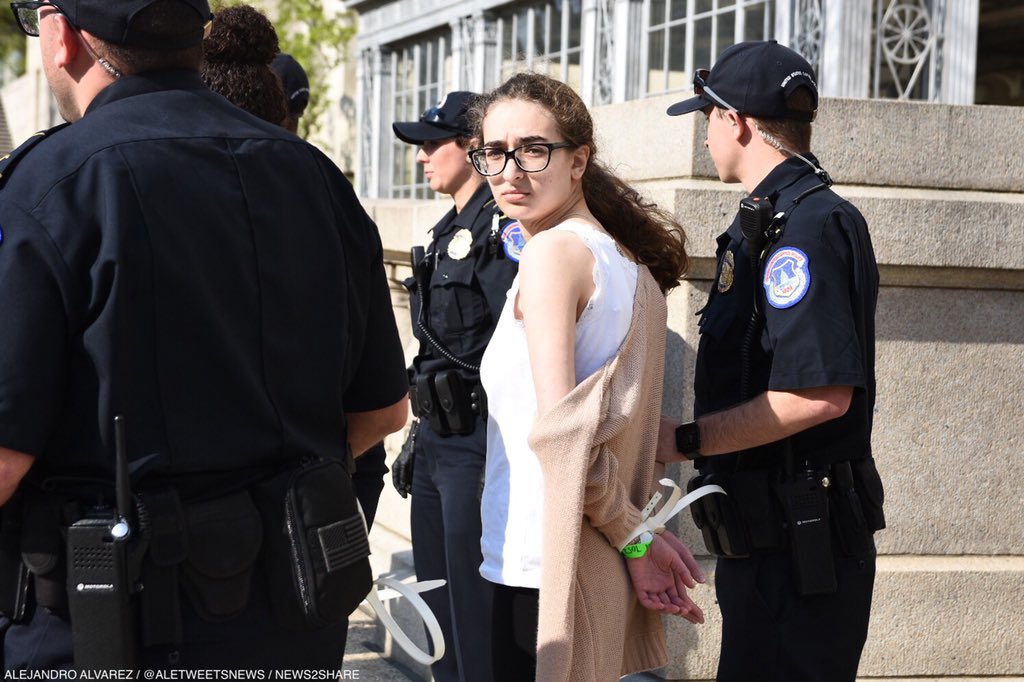 aletweetsnews's tweet image. 4 high school students just arrested after a brief sit-in for gun control outside @SpeakerRyan’s DC office.