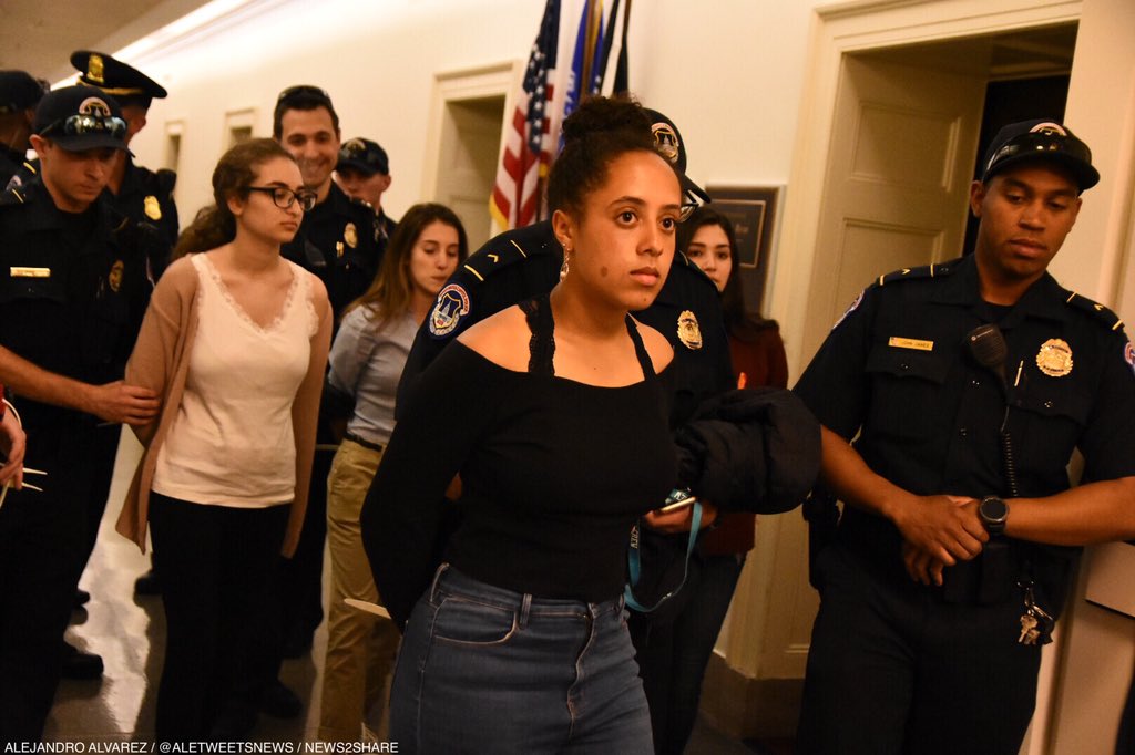 aletweetsnews's tweet image. 4 high school students just arrested after a brief sit-in for gun control outside @SpeakerRyan’s DC office.