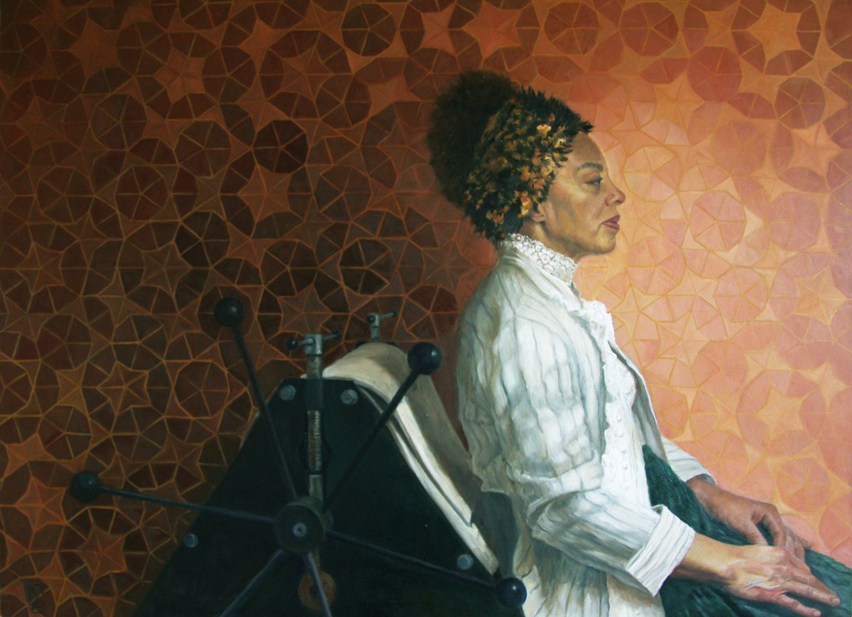 carolineyeART's tweet photo. "Entre deux mondes", huile sur bois, 73 x 100 cm. #figurativeart #portraitpainting #artportrait #peinturealhuile #oilpainting #realisticportrait #peinturefigurative https://t.co/85LD79kZSb