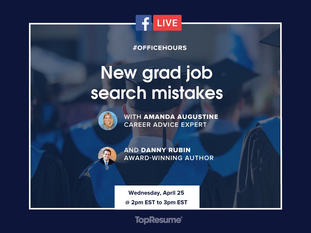 JobSearchAmanda's tweet image. @UTCCareer, on 4/25 at 2pm EST, award-winning author @DannyHRubin and I will be LIVE on FB to share the most common #jobsearch mistakes #newgrads make – and explain how to avoid them. We thought your students might be interested #utccareer: bit.ly/2J7aHMm