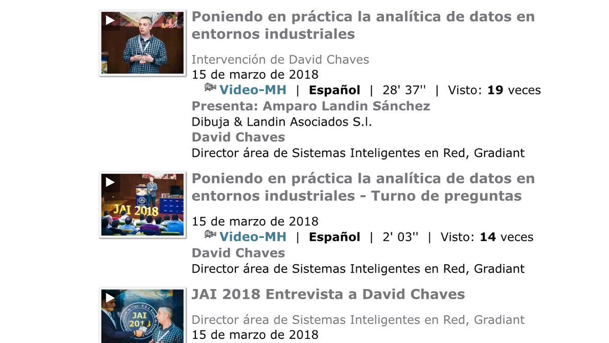NachoArmesto's tweet photo. Ya puedes ver en @UVigoTV la #conferencia de David Chaves @Gradiant en @JAI_UVIGO #JAI2018 https://t.co/uXWmPoJkXQ https://t.co/tmU2Cdo8LH