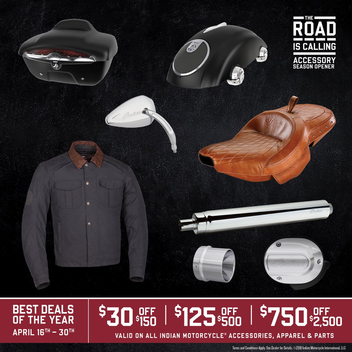 HeadIndianCoMo's tweet photo. Now's the time to get geared up for riding season: This April we're offering great deals on parts, accessories, and apparel. #TheRoadIsCalling answer it at Head Indian Motorcycle. https://t.co/Cv6QAeHr5q
