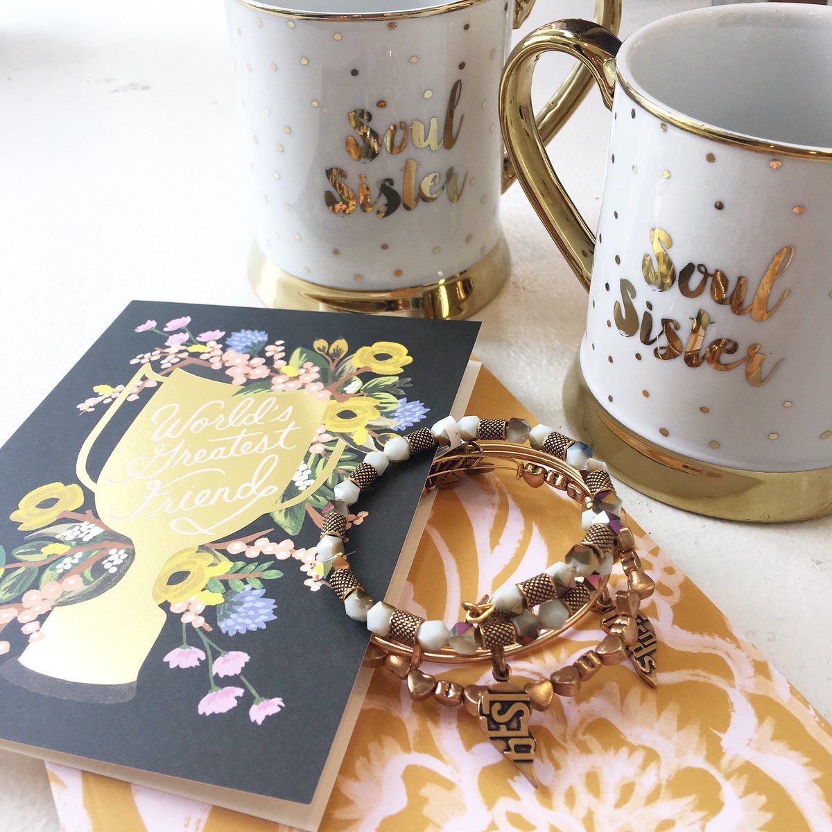 World’s greatest friends! 👯‍♀️
•
•
<a href="/alexandani/">ALEX AND ANI</a> • #besties #bffgoals #bff #bestfriendgoals #bestfriend #soulsisters #theloocke #belboutique #mug #tagafriend #alexandani #bracelets #notebook #riflepaperco #downtowndover #bffl #lylas #greatestfriends