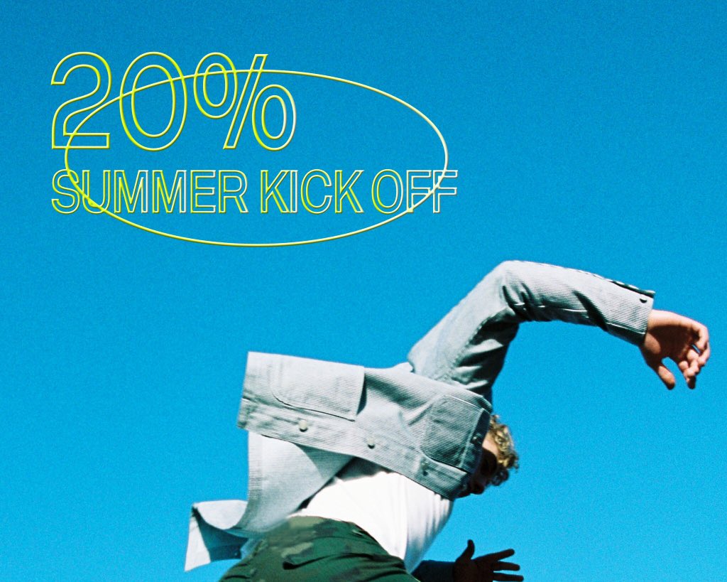 SUMMER KICK OFF 👟☀️🤙🏼
20% Afsláttur af öllum vörum fimmtudag, föstudag, laugardag &amp; sunnudag.
Opið Sumardaginn fyrsta 13-18.
Lets get it.