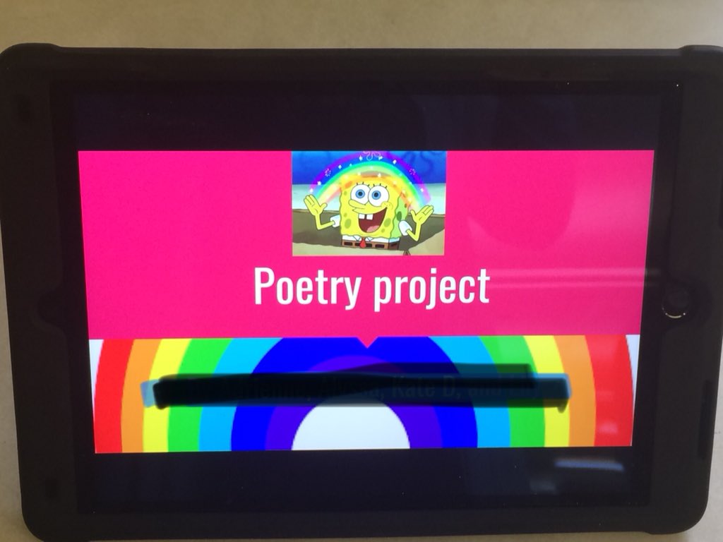UnicornsRead's tweet photo. Checking out #poetry in @UHingemieELA ‘s #5thGrade class #MusicShufflePoetry #CreateYourOwnFormOfPoetry #TeachTheClass #Application #Collaboration #Creativity https://t.co/3FDansGT9C