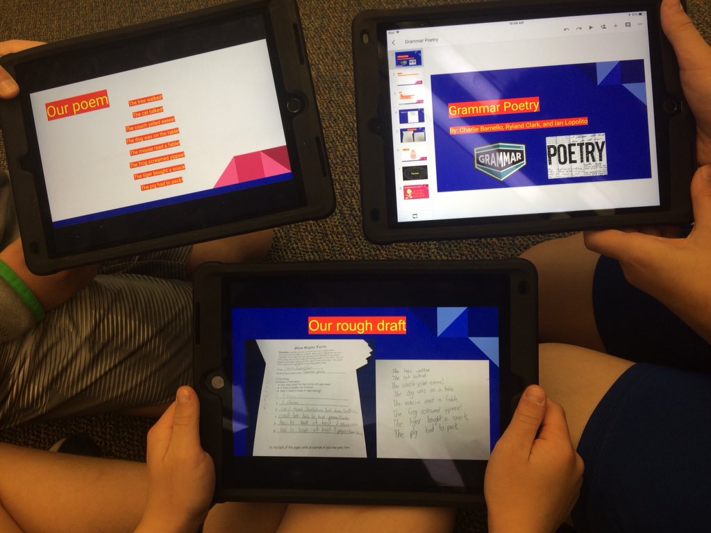 UnicornsRead's tweet photo. Checking out #poetry in @UHingemieELA ‘s #5thGrade class #MusicShufflePoetry #CreateYourOwnFormOfPoetry #TeachTheClass #Application #Collaboration #Creativity https://t.co/3FDansGT9C