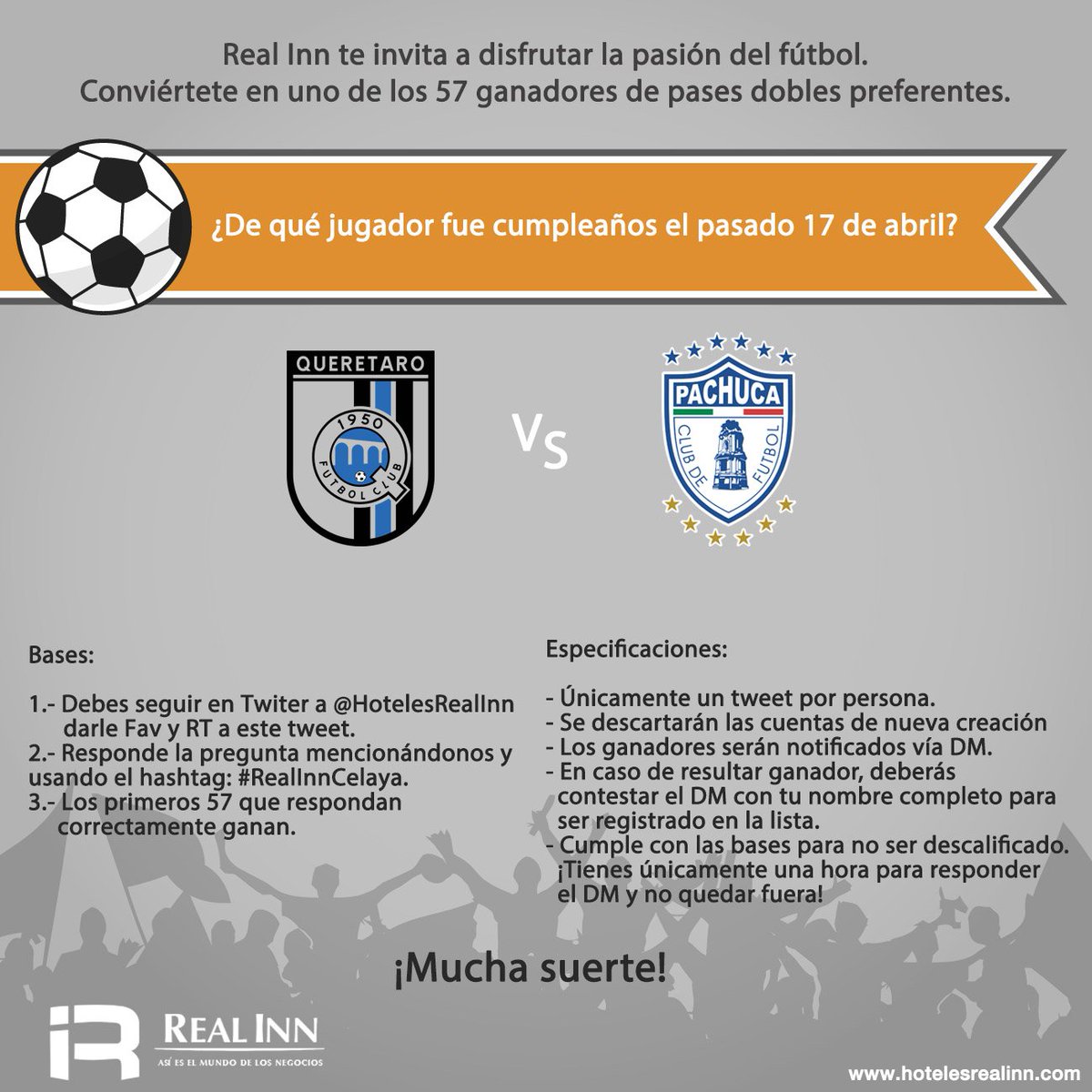 hotelesrealinn's tweet photo. Aquí la dinámica para @Club_Queretaro vs @Tuzos Tendrás que usar el hashtag #RealInnCelaya. Te invitamos a cumplir todas las reglas. https://t.co/BYGk6dQ0dn