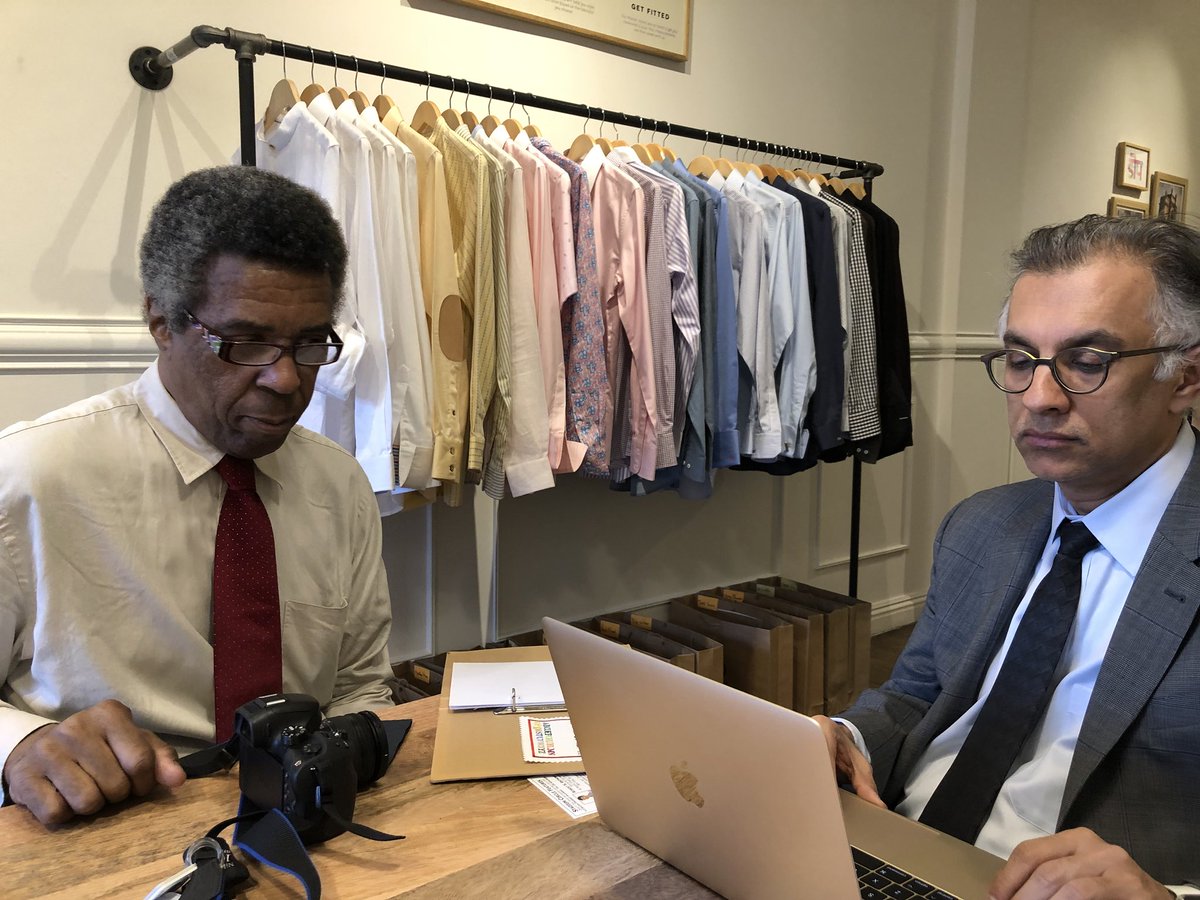 RARE SIGHT: <a href="/newyorkbob/">Robert S. Anthony</a> using pen and paper! He has 1.2 million followers on <a href="/pinterest/">Pinterest</a> and shared his top 10 tips w/ me: cnet.com/news/10-pinter…  • Here he’s getting his custom-made shirt from <a href="/AsheshAmin/">Ashesh Amin</a> <a href="/BombayShirtsUSA/">Bombay Shirts USA</a> @bombayshirts, my 👔 sponsor. #sreetips