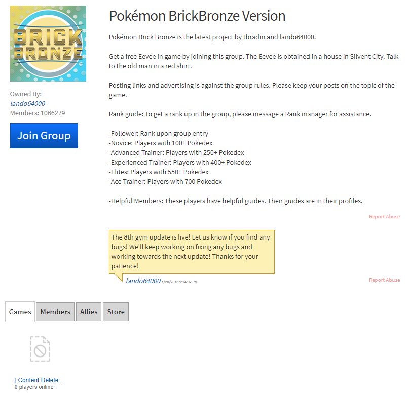Tom Durrant On Twitter Pokemon Brick Bronze Has Been Deleted I